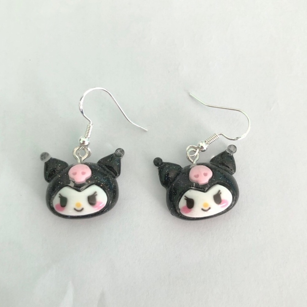 NWT Cute Kuromi Character Earrings Pink and Black Kawaii Jewelry